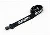 Lanyards 20mm (preprinted SECURITY ) black with whitet tryk and black plastikhook RECYCLED